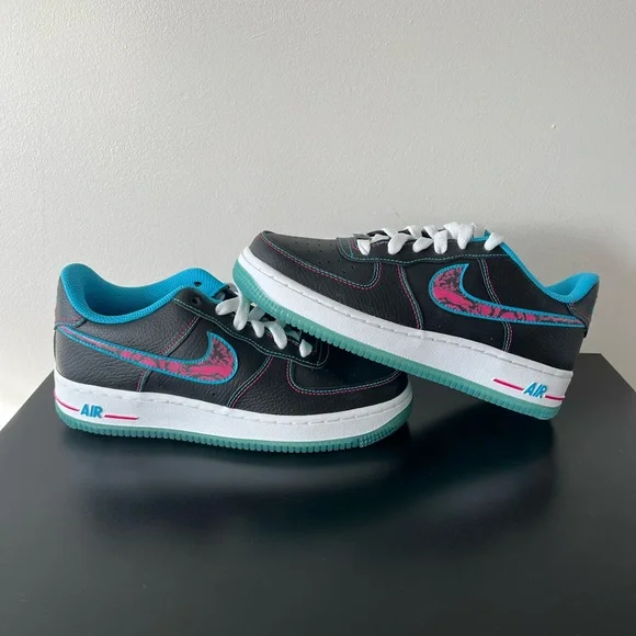Nike Air Force 1 LV8 “Miami Nights” (GS) | Black Teal Pink | 4.5Y - Picture 2 of 12
